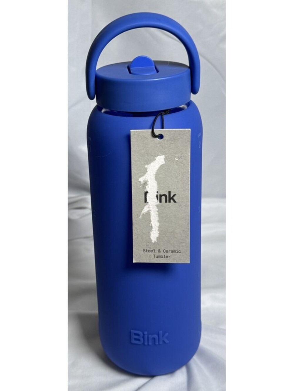 Bink 21 oz Day Water Bottle Flip Cap Lid w/straw Cobalt Blue Borosilicate Glass